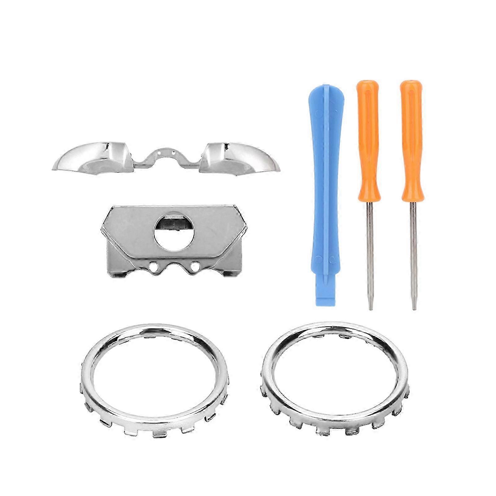 compatible with XBOX ONE ELITE Version LB/RB Thumbstick Accent Rings Kit(Electroplating Silver)