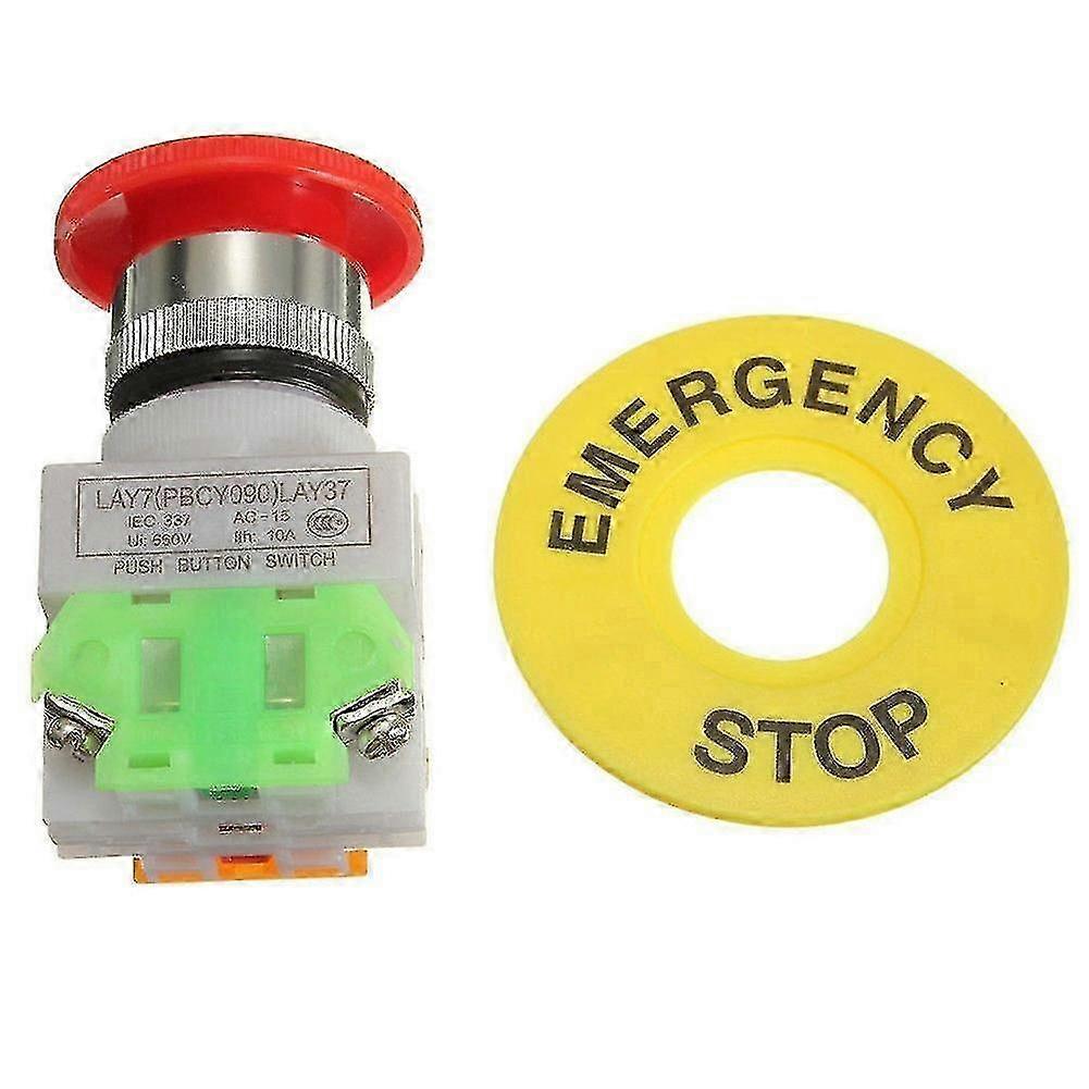 3 x Self Lock E-stop Switch with Warning Cap Equipment Emergency Stop Push Button