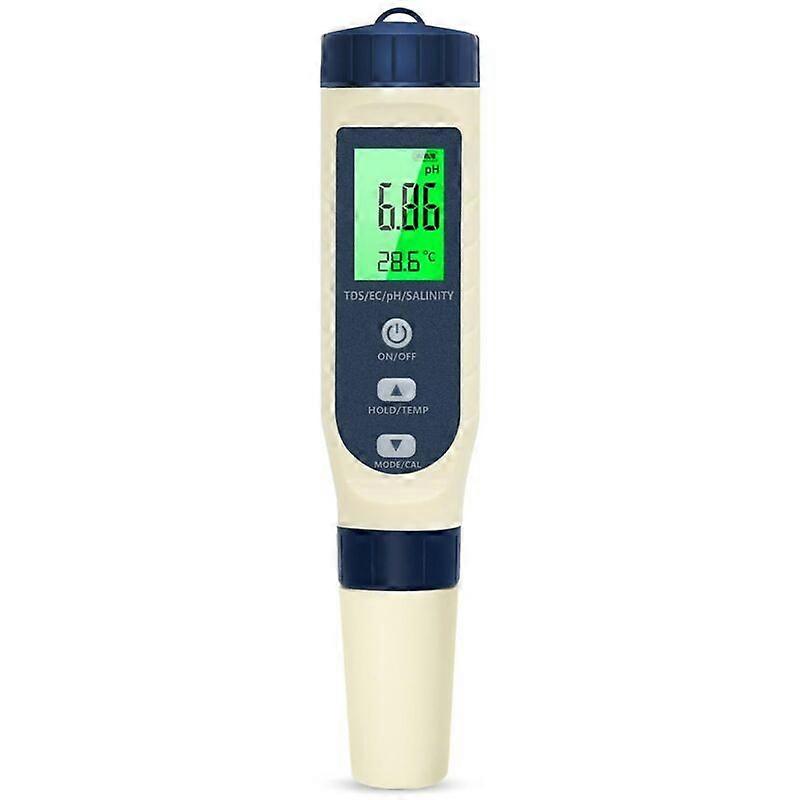 pH Meter, 5-in-1 pH/TDS/EC/Salinity/Thermometer, LCD Screen pH Tester, Automatic Temperature Compensation, Electronic pH Meter, Suitable for Drinking 