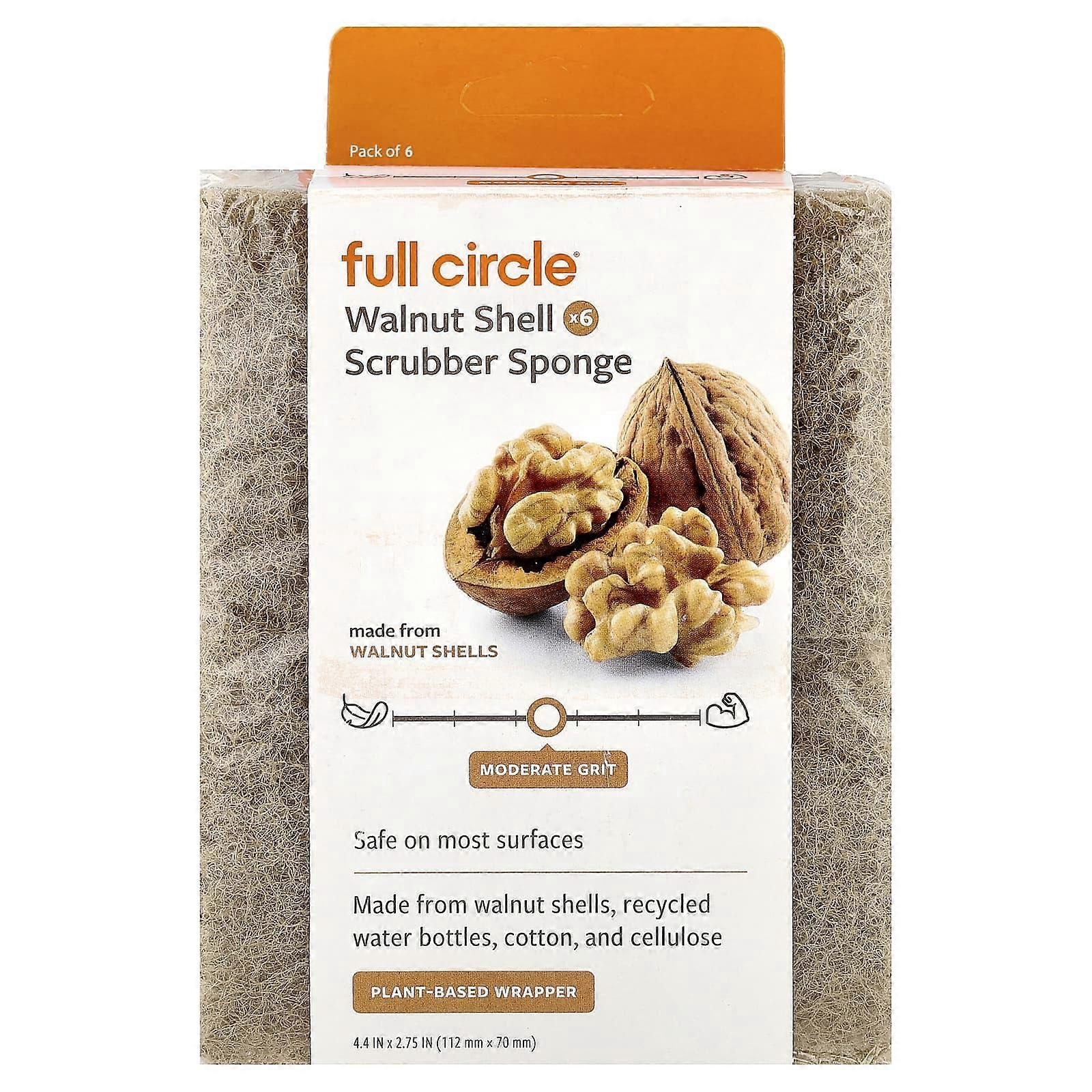 Full Circle, Walnut Shell Scrubber Sponge, 6 Count, 2-Pack