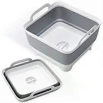 Bañera plegable de camping de 12 litros, fregadero de cocina rectangular con desagüe.