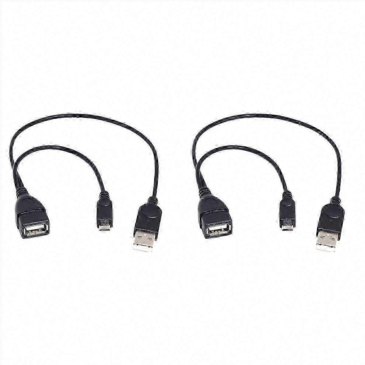 2 Micro-USB to USB Female OTG Adapter Cable with USB Power Interface compatible withElectronic Devices