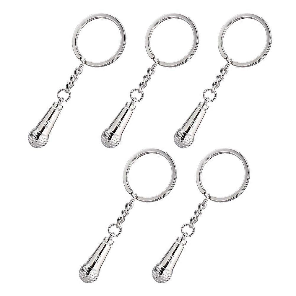 Microphone Keychain 3D Microphone Key Ring for Key Hanging Decor 5Pcs