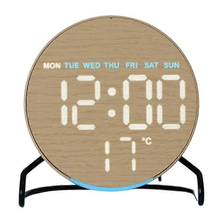 LED Digital Desk Clock Metal Stand Ambient Light Countdown Timer Temperature Bedside Alarm Clock