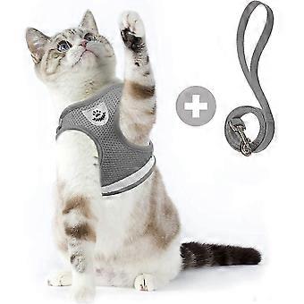 Arnés Dww-cat Anti-escape Cachorro Arnés Conejo Suave Arnés con correa para gatito, perros, Chihuahua (gris