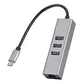 1000Mbps Ethernet Adapter Typ-C auf RJ45 4 In1 Hub 3 Ports USB3.0 5Gbps OTG Splitter LAN Netzwerk Ca