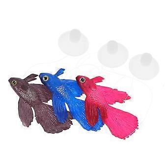 3er-Set schwimmende Betta-Fisch-Aquarium-Dekoration, künstliche, leuchtende Fischornamente, lebensechte, lustige Aquarium-Szenerie für Betta