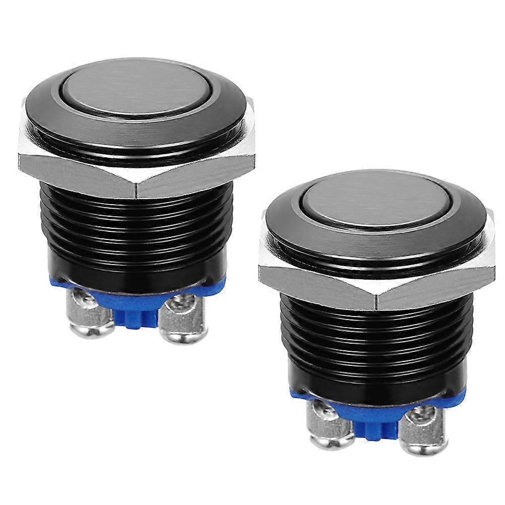 2pcs 16mm Momentary Push Button Black Shell Switch Door Industrial Reset Switch