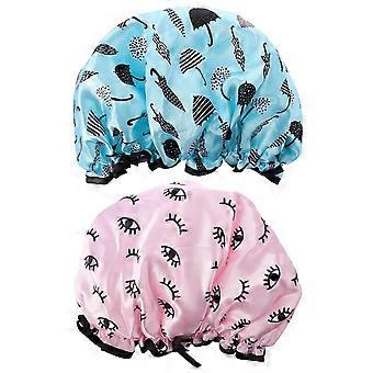 2pcs Modèle Unique Chapeaux De Douche Chapeau De Douche Bonnet Imperméable pour Femmes