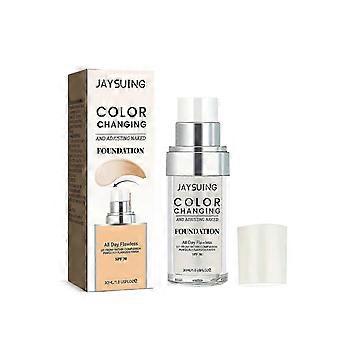 Liquid Foundation Make-Up Base, Color Changing Foundation Liquid with 1 Brushes, Color Changing Face Primer Base Makeup 30 ml, Slightly Durable Smooth