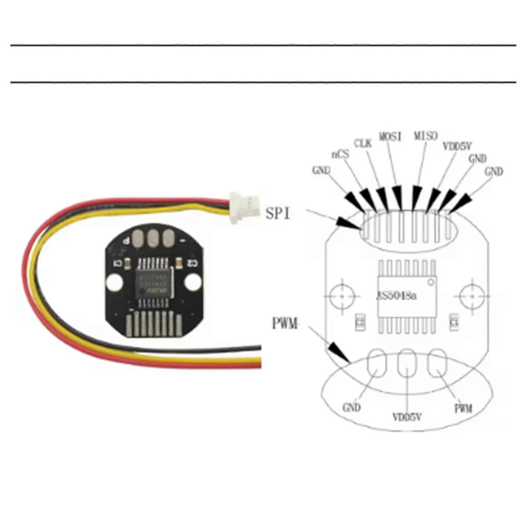 2X AS5048A Magnetic Encoder PWM/SPI Interface High Precision 14 Bit Brushless Motor AS5048A Encoder SPI/I2C Module Board