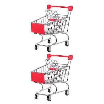 2stk Mini indkøbskurv legetøj Funny Simulation Trolley Diverse Opbevaring kurve
