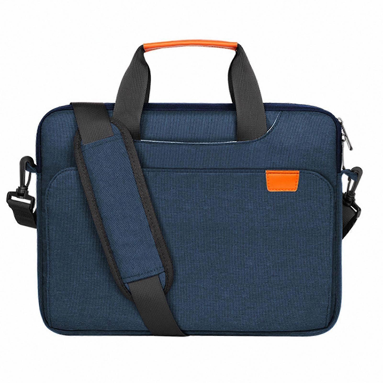 Bolsa de ombro para laptop em poliéster para notebooks de 14, 15,6 e 17,3 polegadas, com aba e capa protetora, preta.
