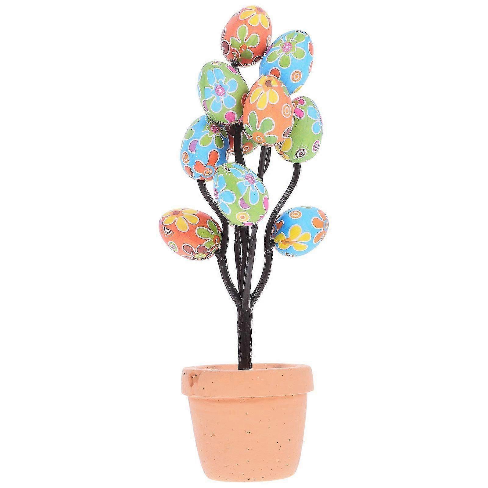 Easter Egg Bonsai Ornament Easter Desktop Decoration Easter Party Ornament