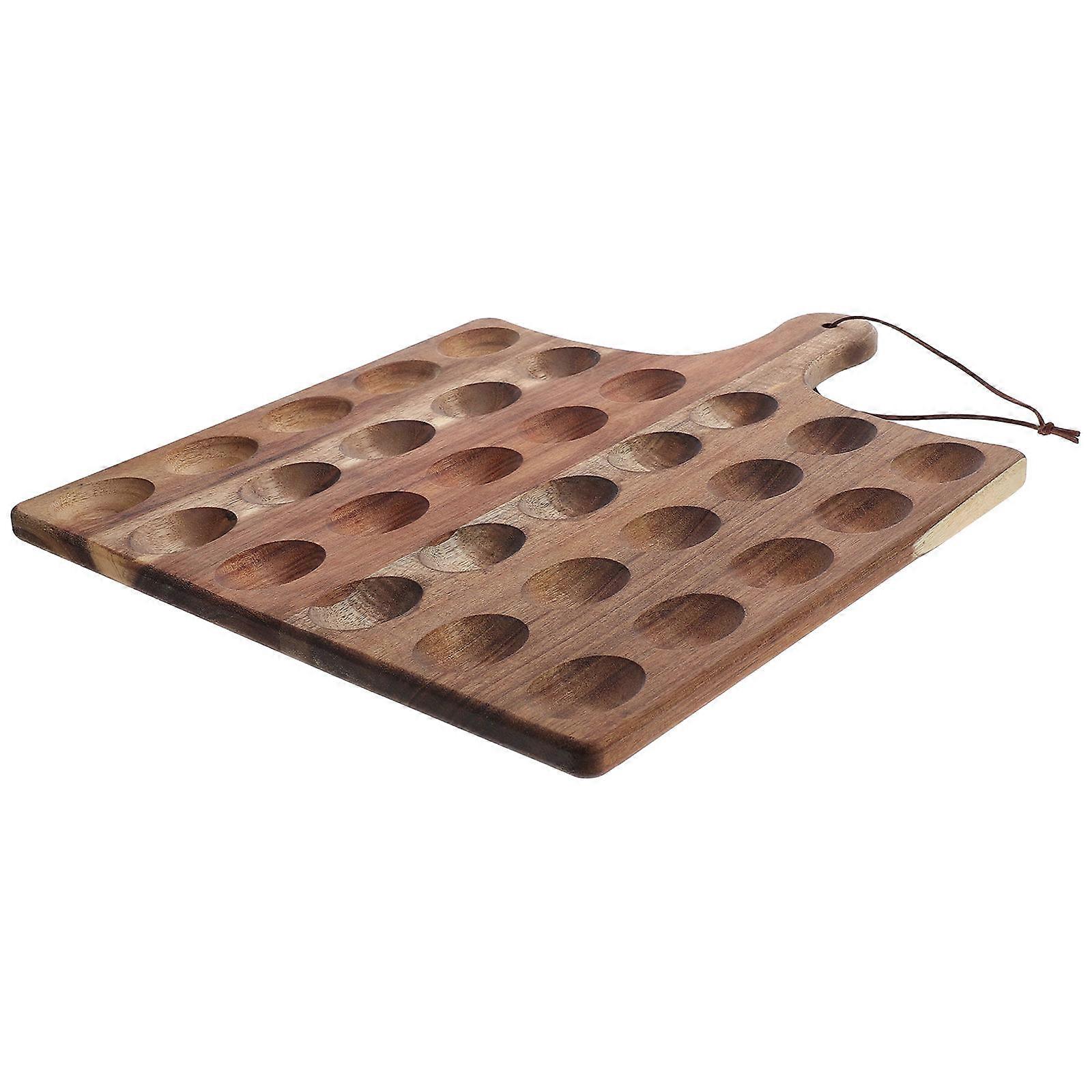 Deviled Egg Holder Wooden Tray with Compartments for Serving Eggs