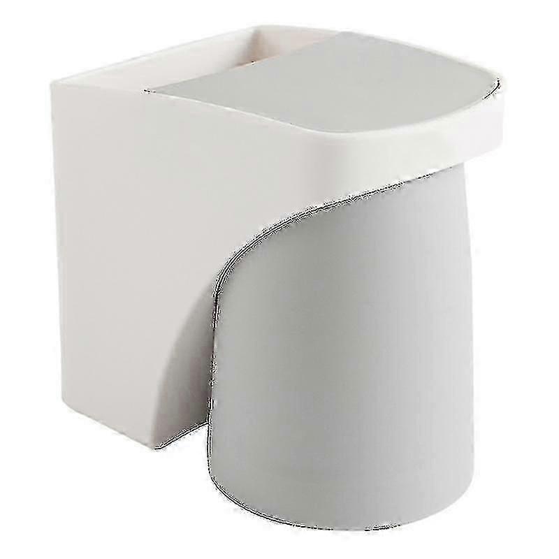 Grey Wall-Mounted Bathroom Storage Rack, Toothbrush Holder & Organizer, Space-Saving