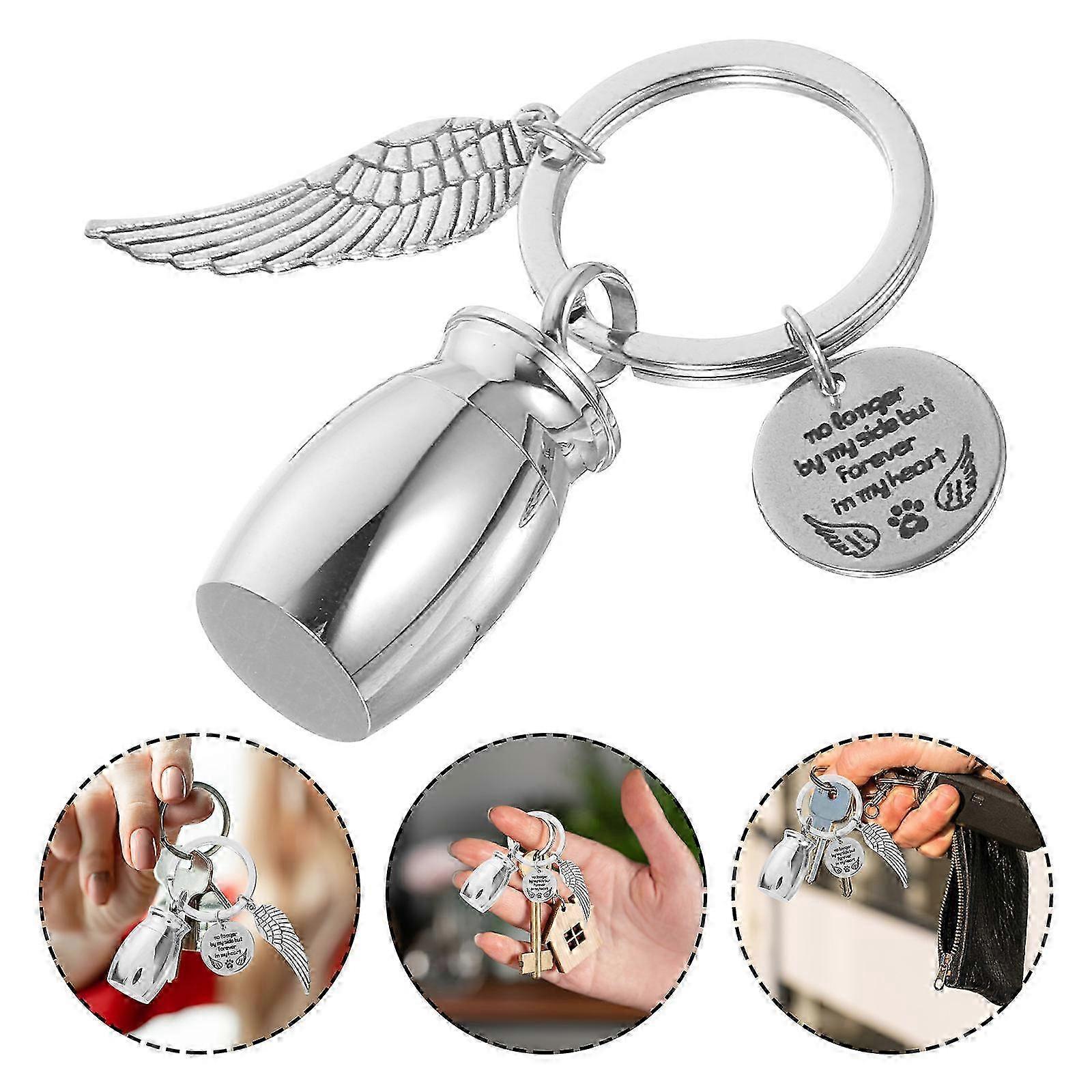 Mini Urn Memorial Keychain Small Cremation Urn Keepsake Keychain compatible with Ashes
