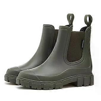 Women's Waterproof Rain Boots, Thick Sole Ankle Shoes with Elastic Band, Slip-On for Wet Weather Outdoor Wear