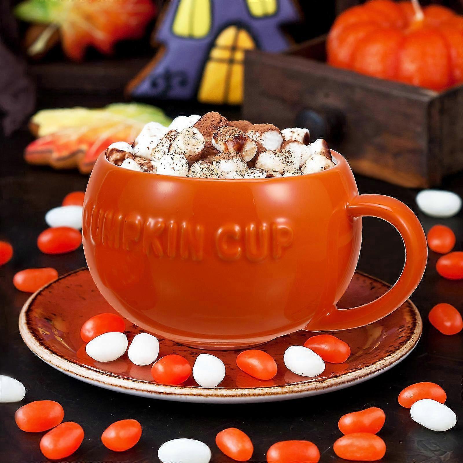 10Pcs Orange Halloween Pumpkin Ceramic Cups for Storage