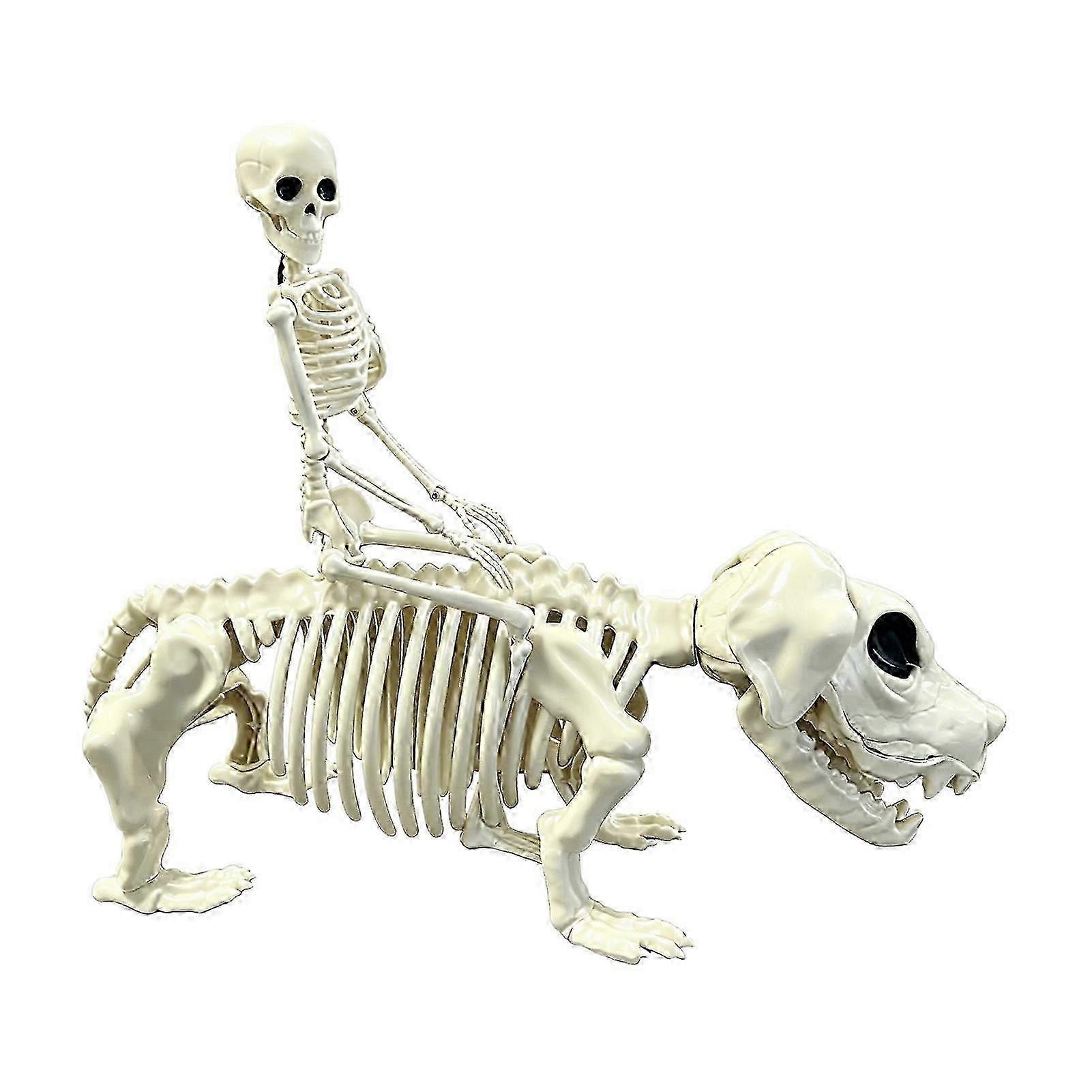 Skeleton Riding Dog Halloween Prop