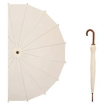 Windproof Golf Umbrella White 40 Inch with Elegant Wooden J Handle Automatic Open Double Canopy
