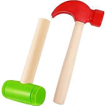 2pcs Toy Hammer Wooden Hammer Toys Simulation Wooden Hammers Plastic Small Hammer Toy Tools Maintenance Tools Educational Toys for Teens Girls Boys Sc