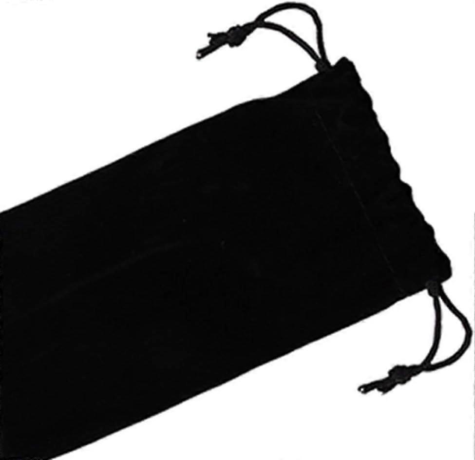 6pcs Black Flannel Straw Storage Pouch Bag with Drawstring Foldable