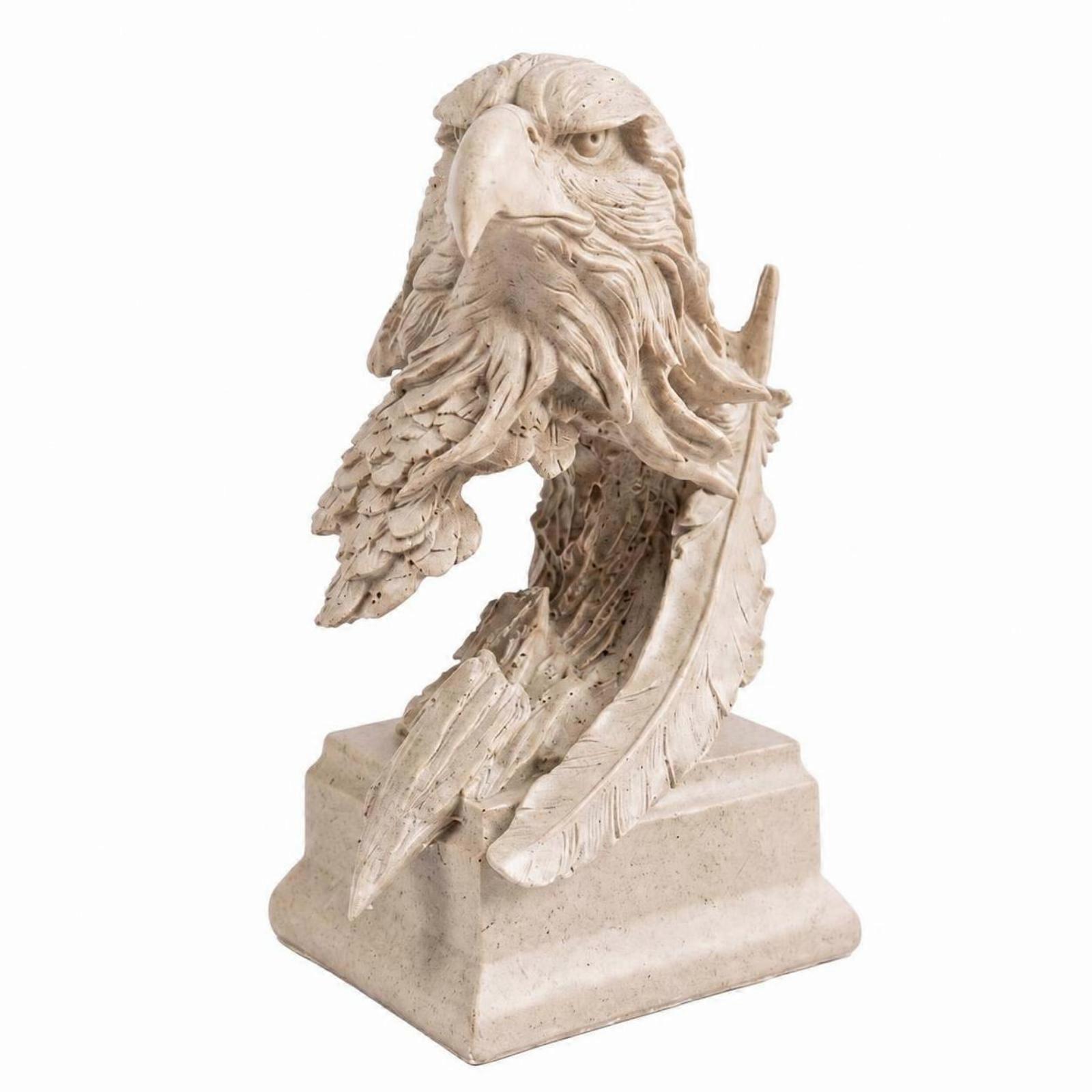 Tabletop Eagle Bust | Detailed Feather Carving, Classic Study Style, avian head