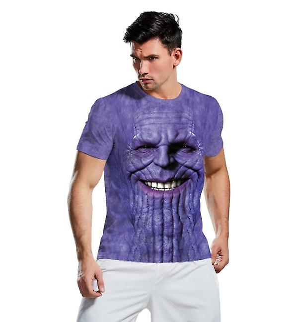 حار بيع الرجال المنتقمون 4 ثانوس طاقم الرقبة الرياضة قصيرة الأكمام سريعة الجافة طباعة تي شيرت