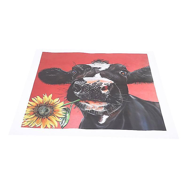46X46cm Red Posters, Prints, & Visual Artwork 1pc Canvas Retro Decorative Cow Painting Home Backgrou