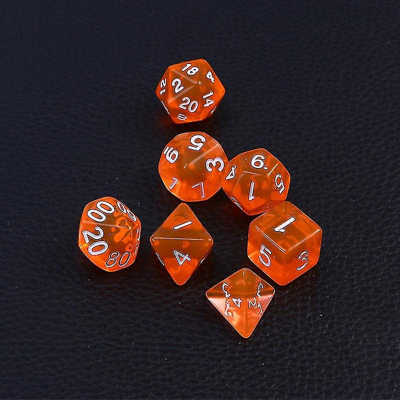 7pcs Polyhedral Dice Acrylic Semi-translucent Number Game Dice Set For Dungeons And Dragons Rpg Mtg Table Game Playing (orange)