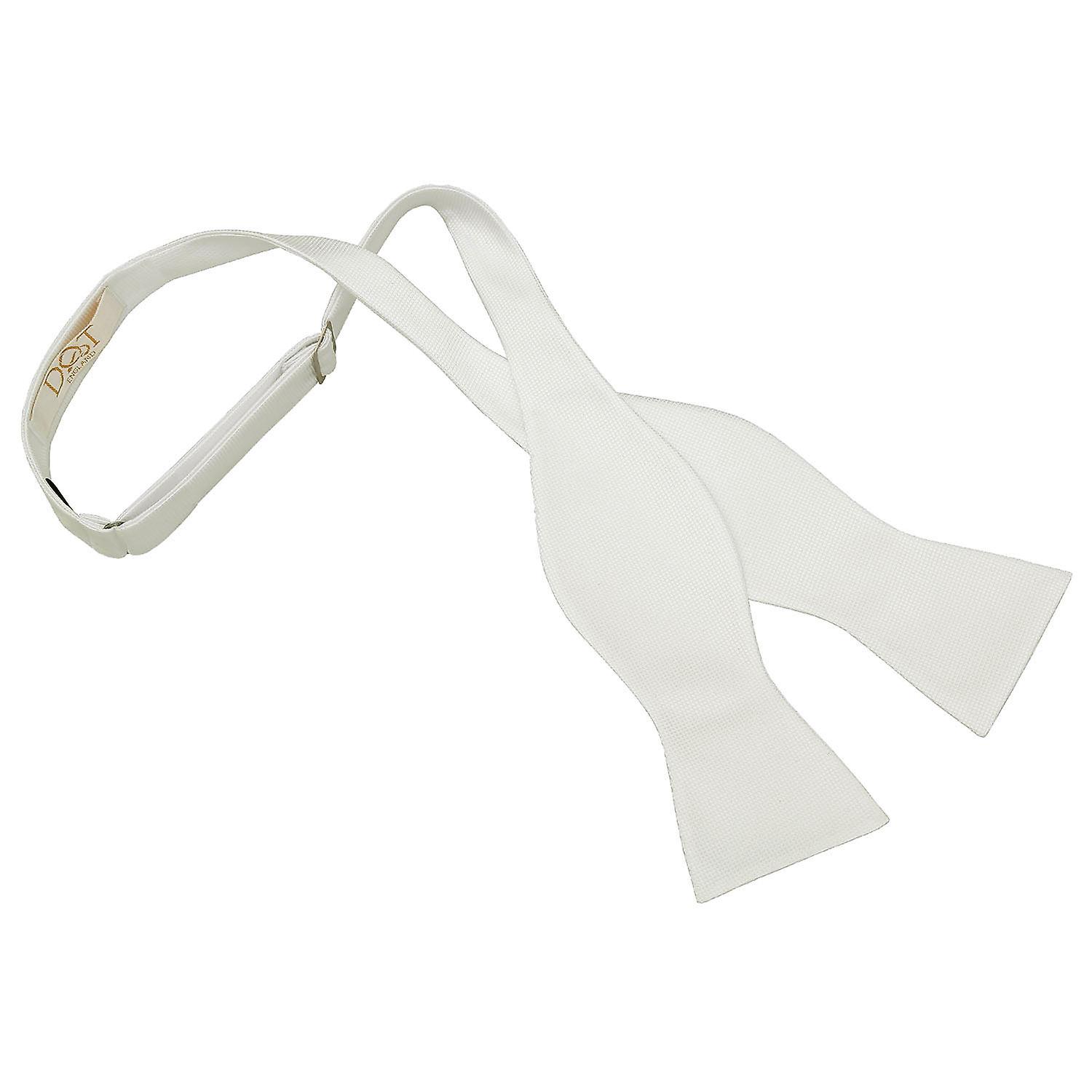 White Solid Check Self-Tie Bow Tie