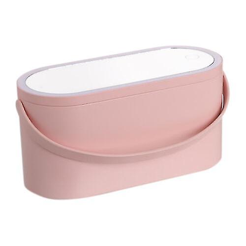 Cosmetics Box - Jewelry & Makeup Storage Train Case with LED Light & Mirror Lid