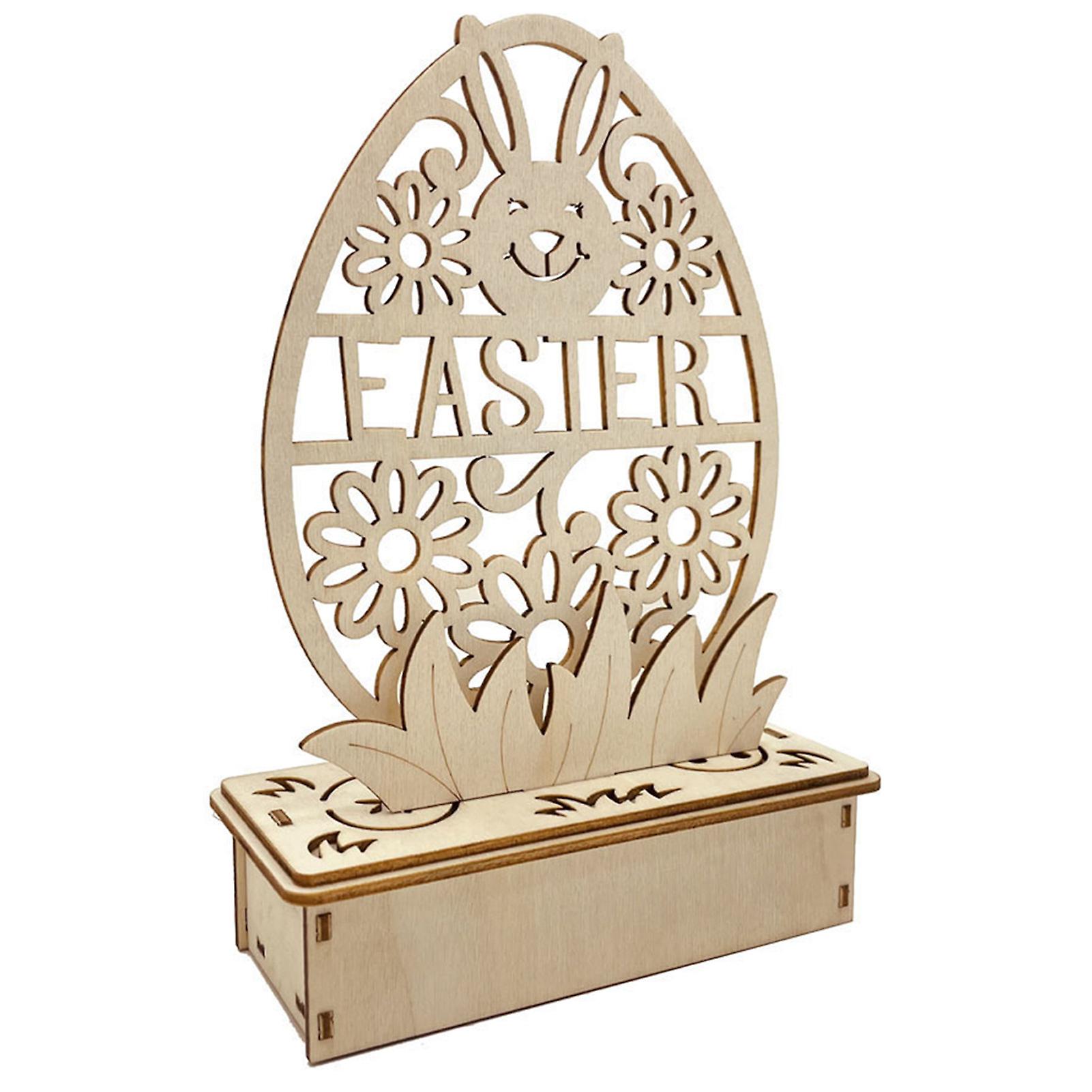 Easter Wooden Table Decor Wood Carving 3d Easter Light Ornaments For Spring Party Table Centerpieces