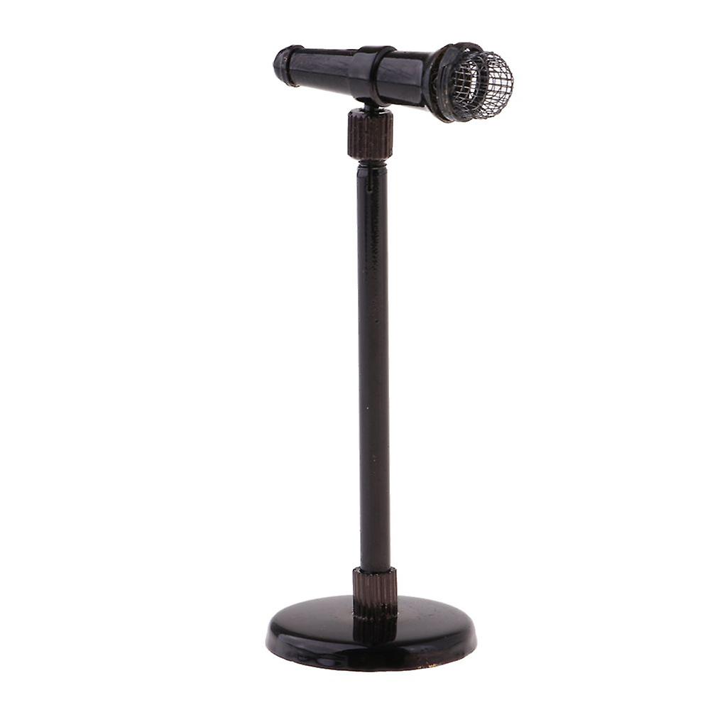 1/12 Mini Metal Microphone Model Doll With Standing Furniture Decoration
