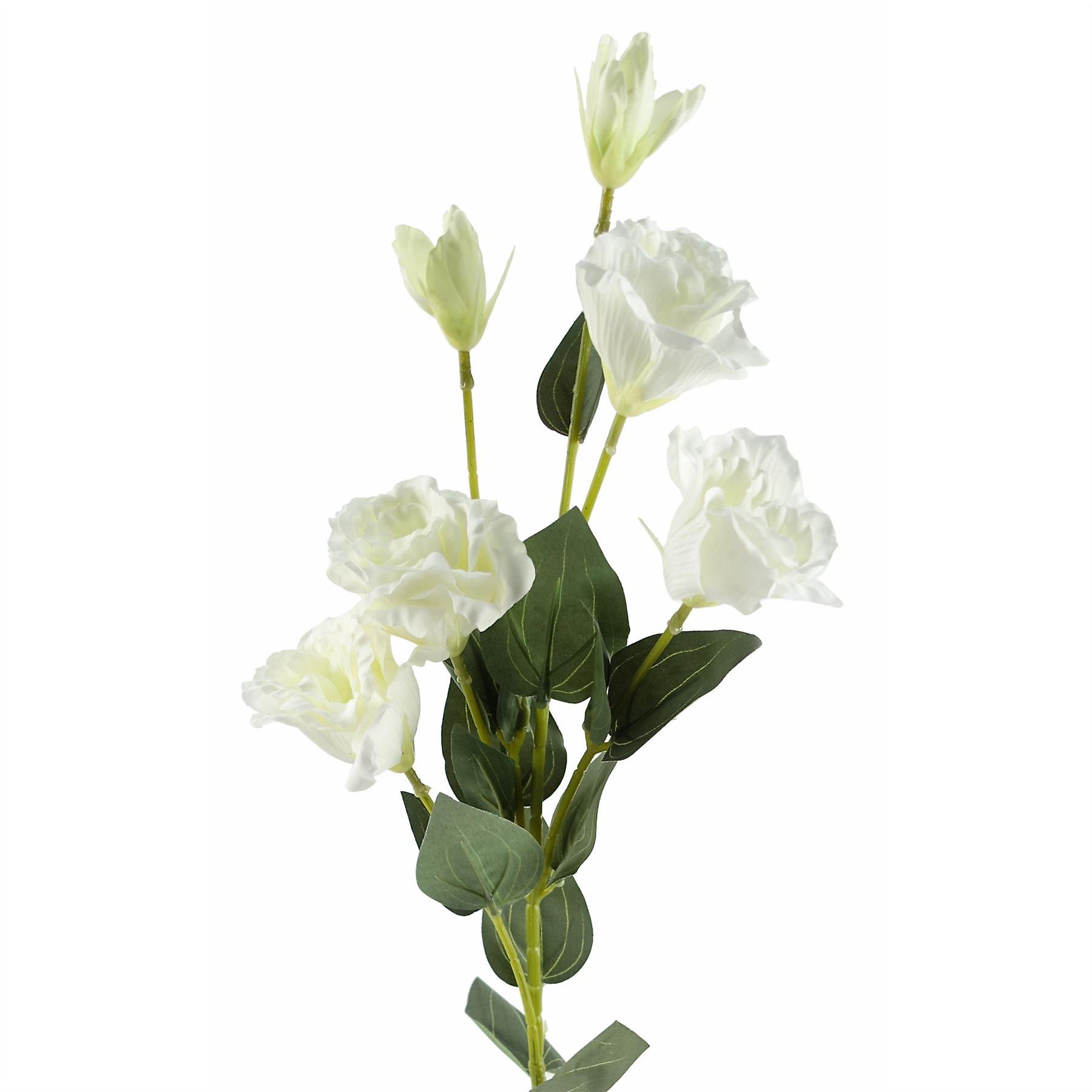 80cm Artificial White Wild Rose Stem - 6 Flowers