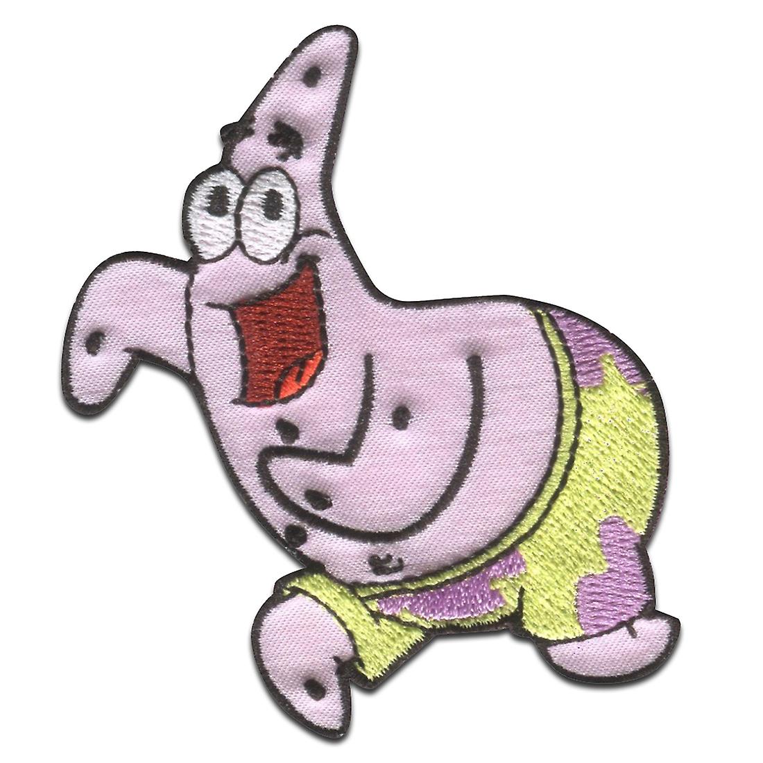 SpongeBob SquarePants Patrick geborduurd - patches, iron-on patch, strijken op, appliqués ©, patches, patches, iron-on, formaat: 5 x 7,1 cm