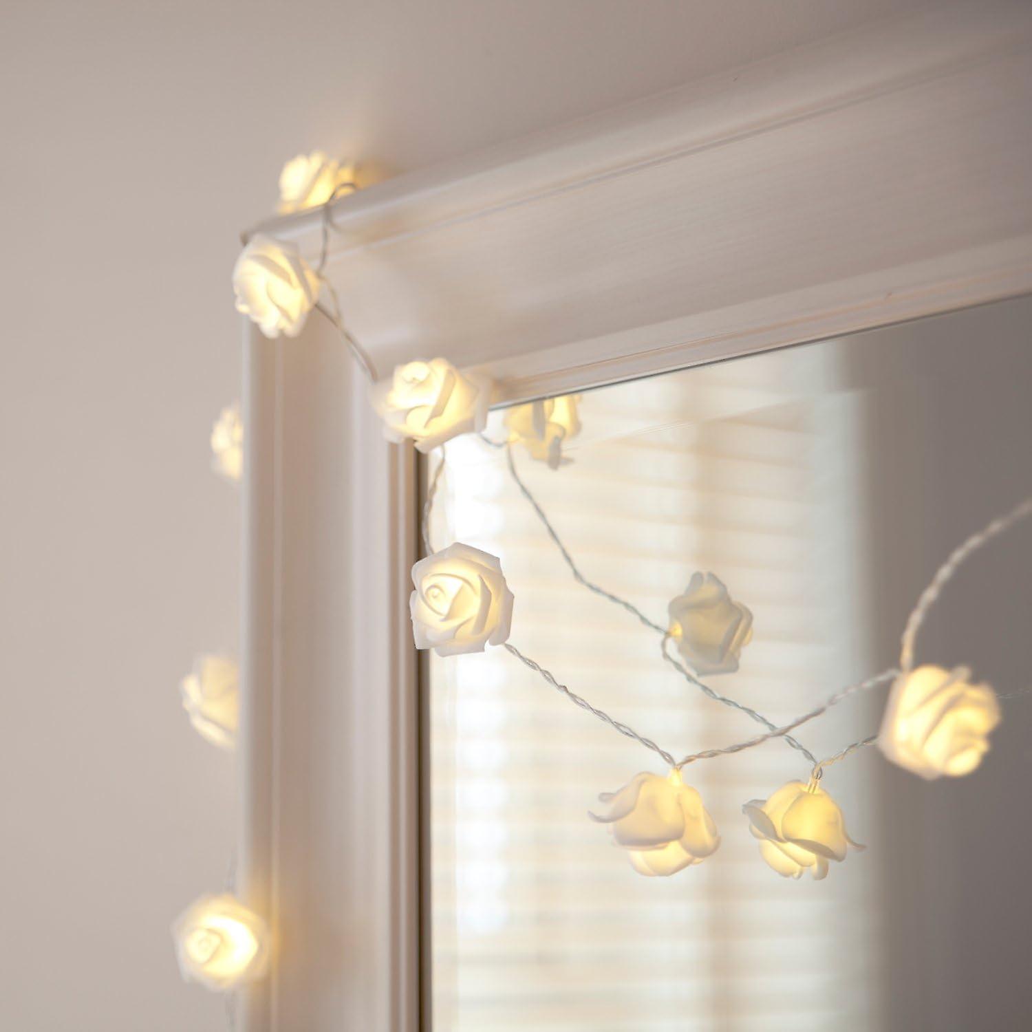 4.5m 30 White Flowers Warm White LED Indoor Fairy Lights
