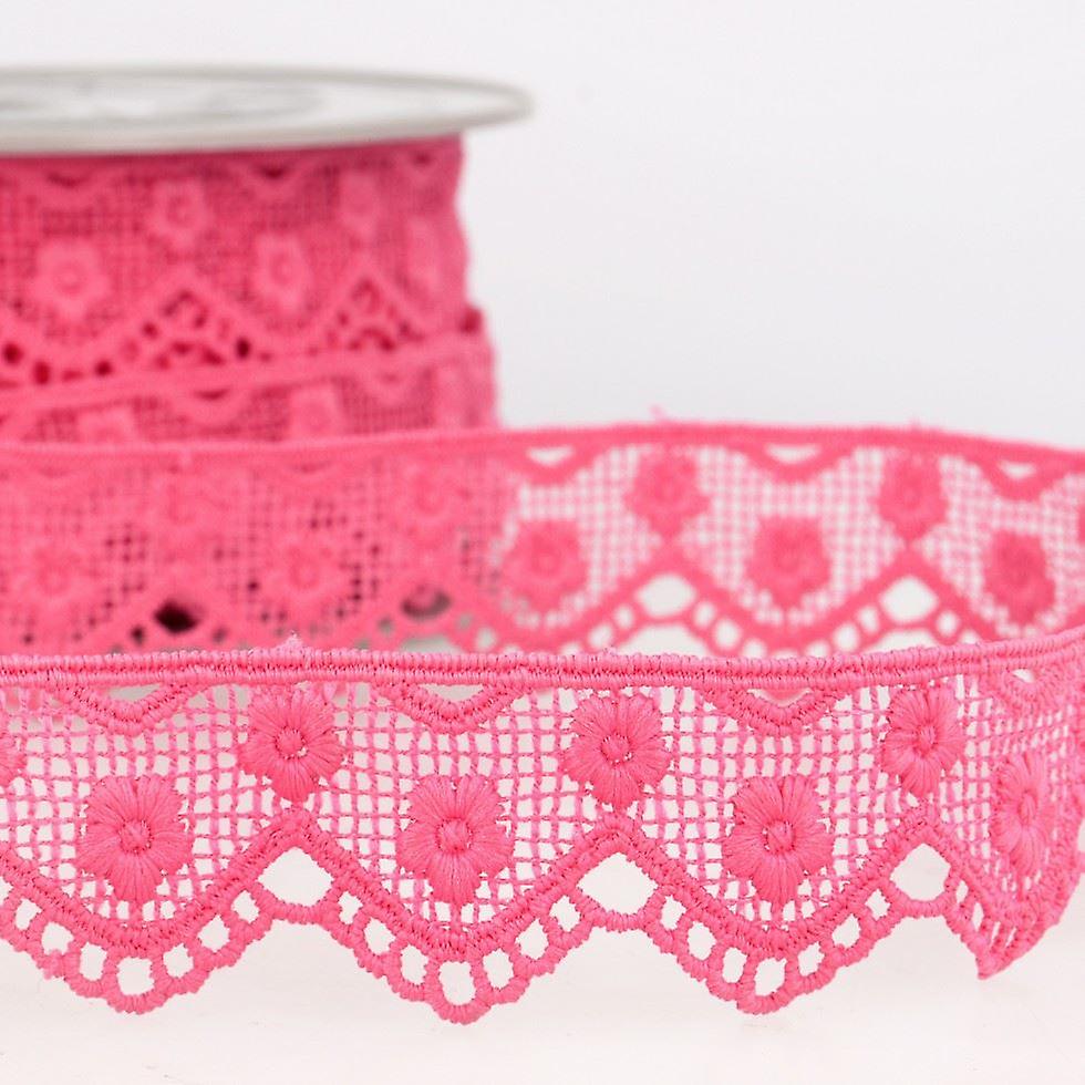 30mm Stephanoise Guipure Lace Trim Fuchsia Pink - per metre