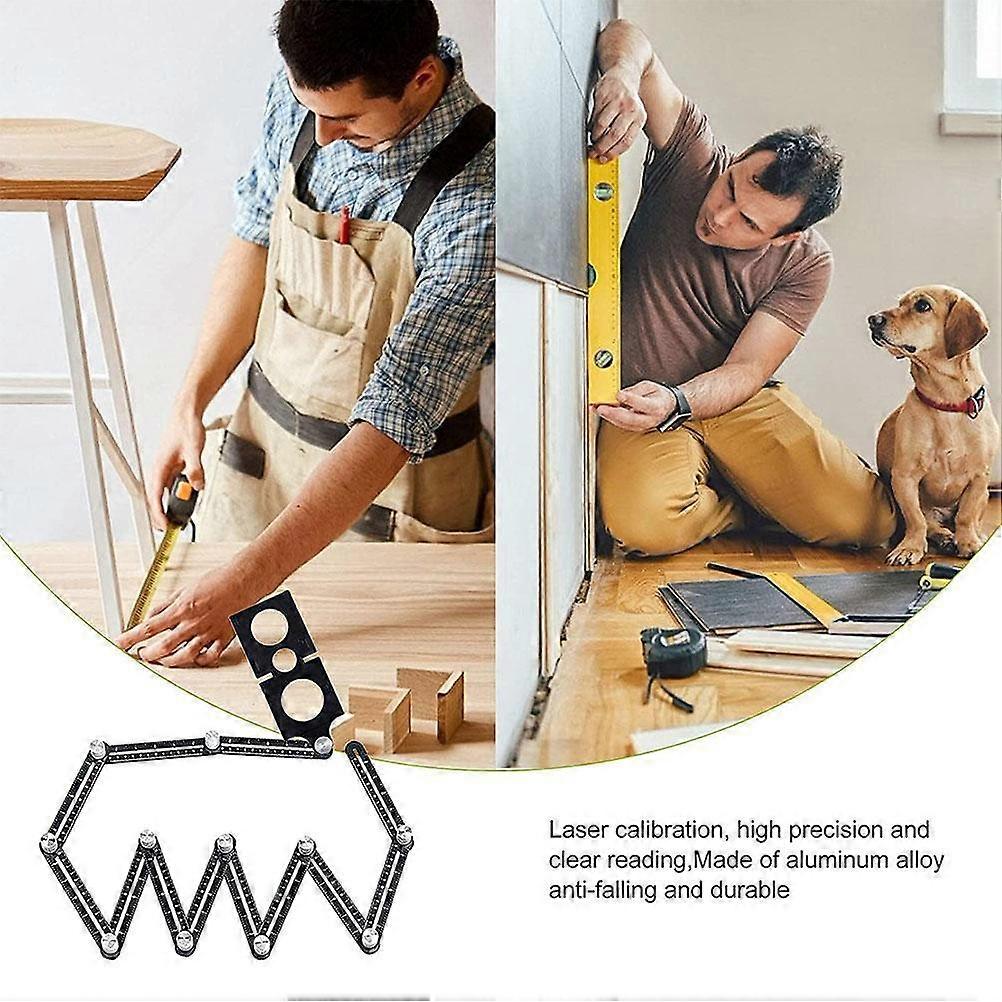 Multi Angle Measuring Ruler Aluminum Alloy 12 Fold Tile Opening Locator Angle Measurement Tool