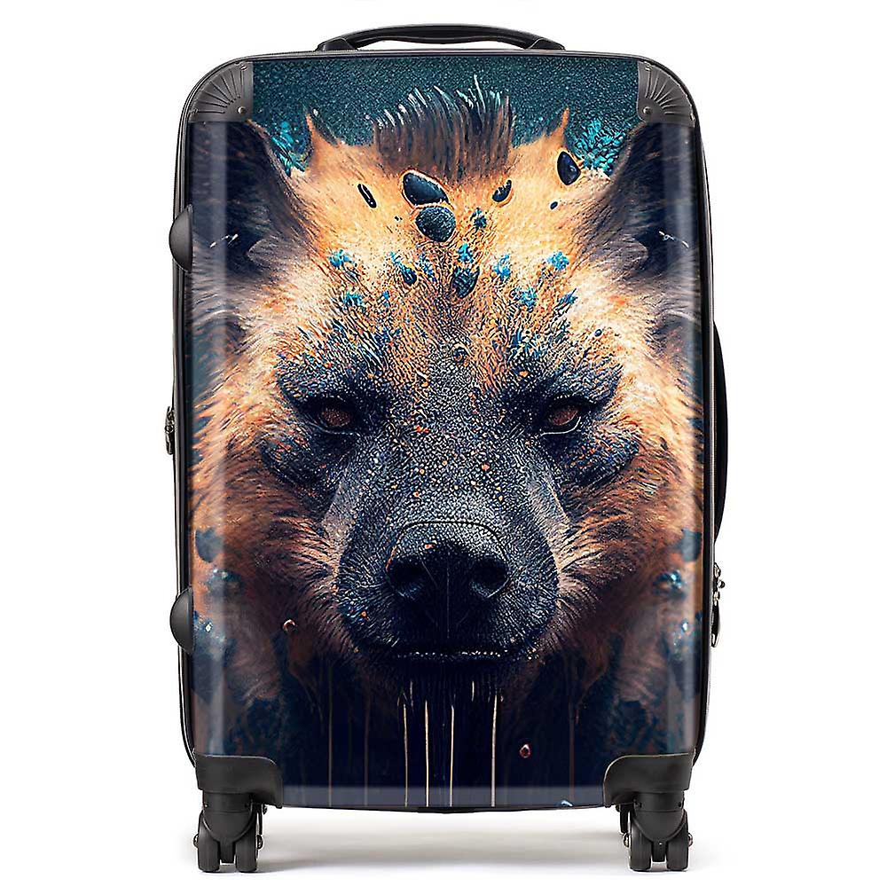 Hyena Face Splashart Dark Background Suitcase