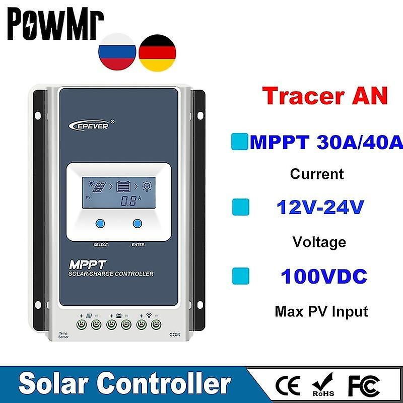 Epever Tracer Mppt 40a 30a Solar Charger Controller LCD 12v24v Automatic High Efficiency Regulator S
