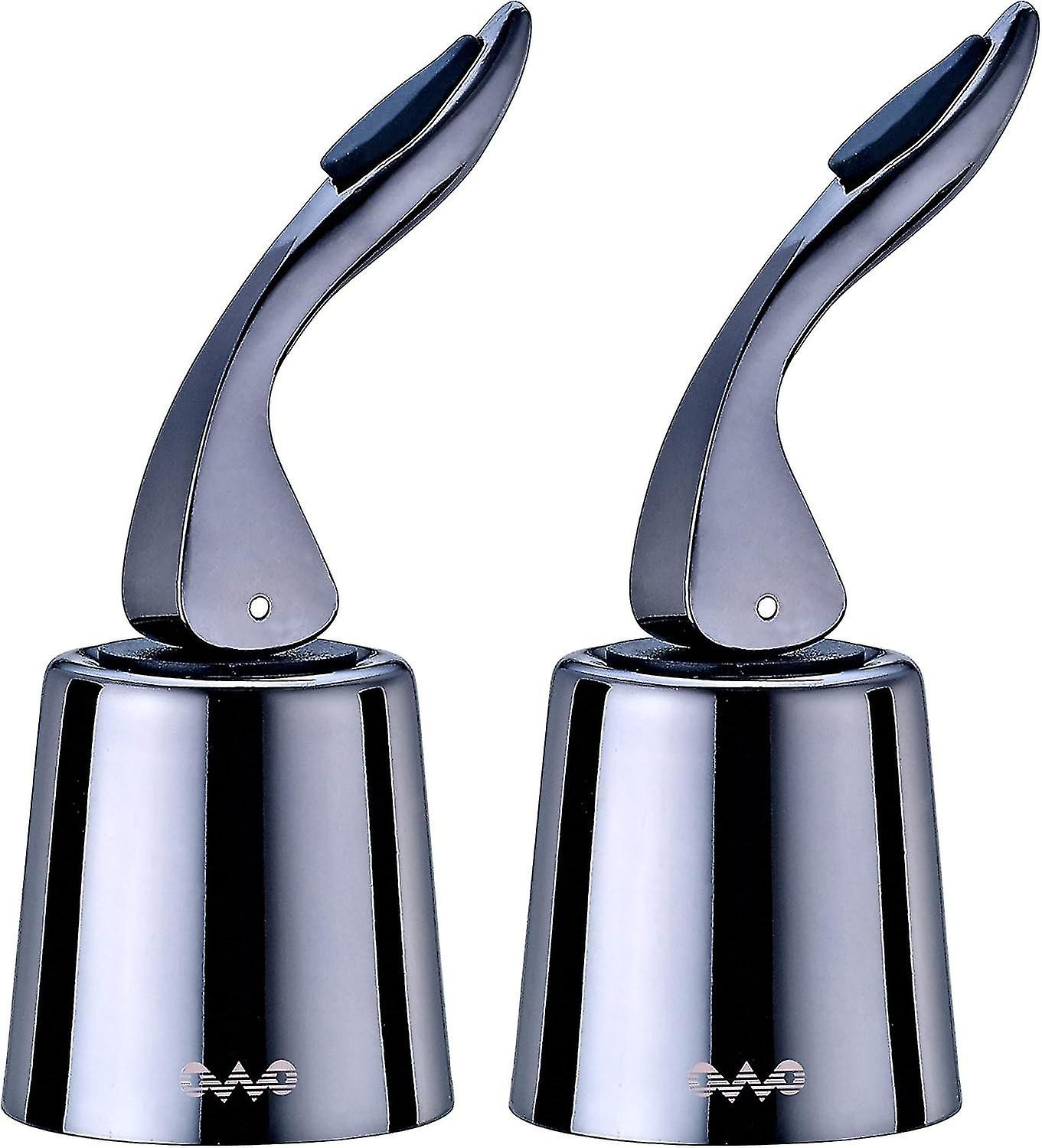 Stainless Steel Wine Bottle Stopper with Silicone - Stretch Stopper - Reusable (Black Metal 2)