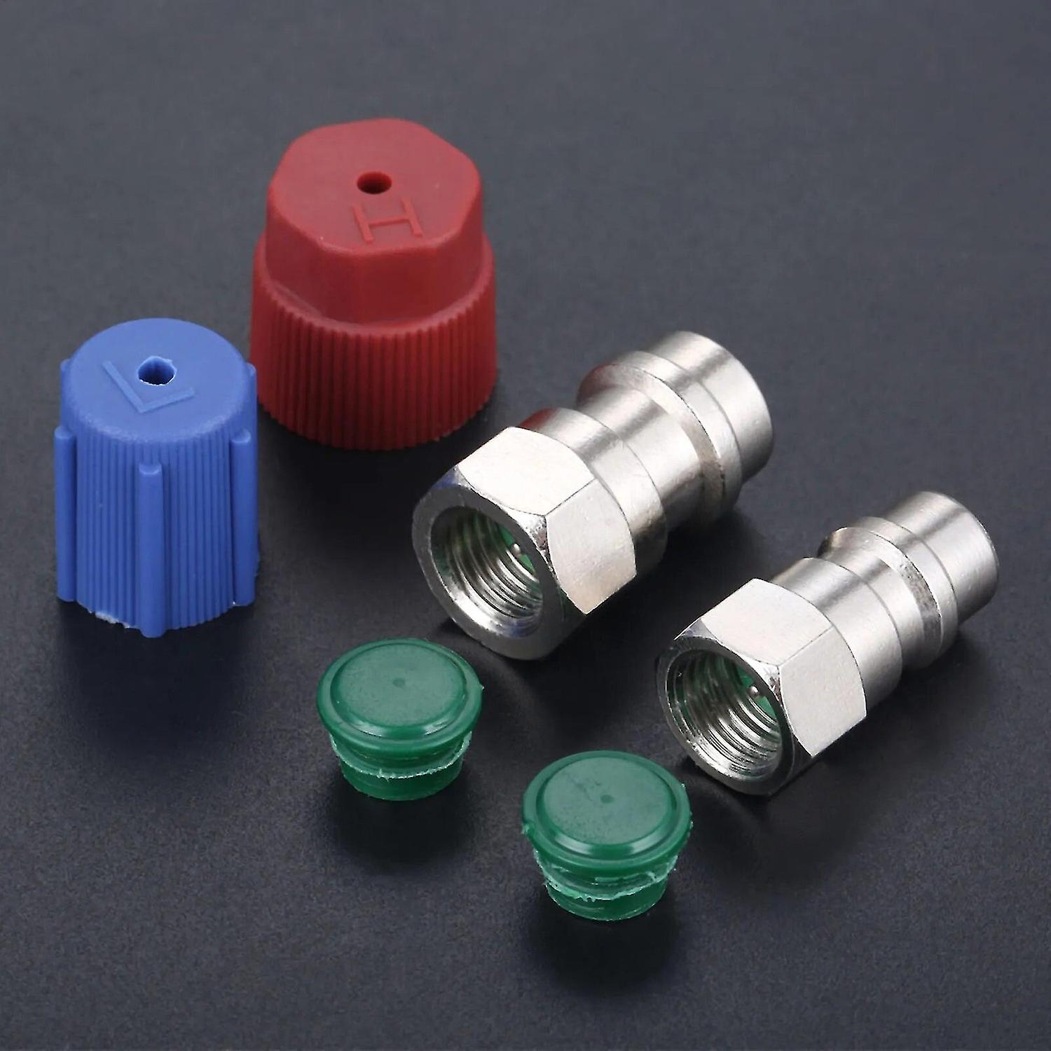 2 Sets Quick Disconnect A/C Port Adapter R12 Port to R134a Accept C/W Removable Core Service Valves 