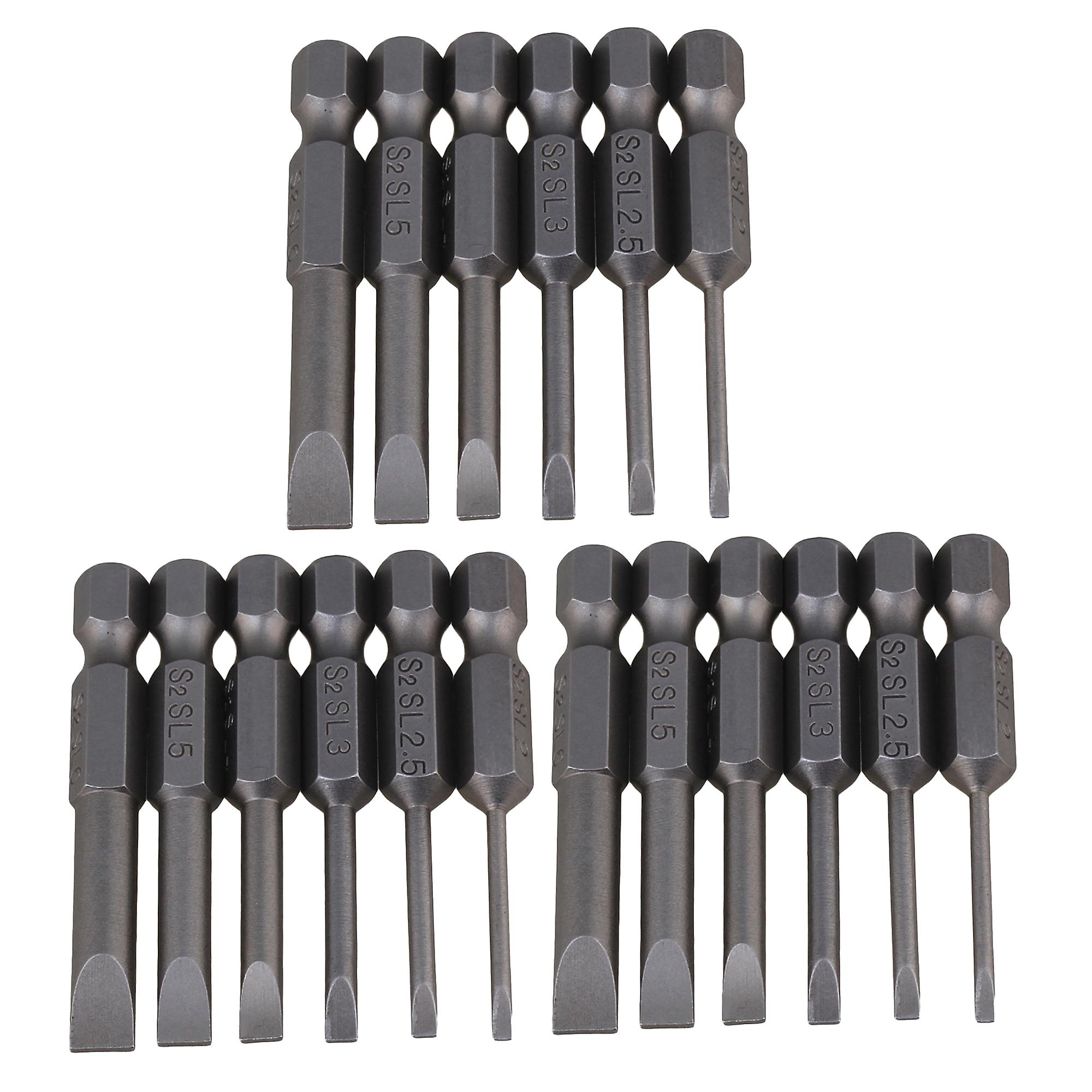 18PCS S2 Alloy Steel Hex Handle Flat Head Screwdriver Bits 1/4Inch