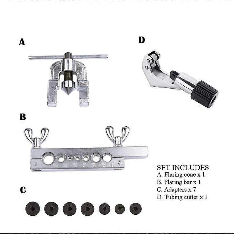 VT04051 Double Brake Pipe Flaring Tool Kit Double Flaring Tool Kit for 3/16"~5/8" 7 Dies Automotive DC157100