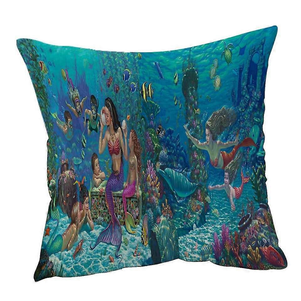 Magical Underwater Art the Mermaids World Cushion Cover
