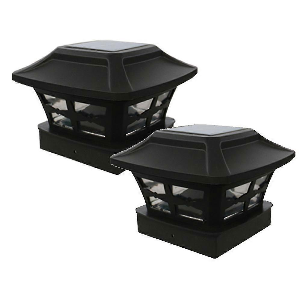 2パックソーラーフェンスポストランプポストヘッドライトガーデンライトポストライト