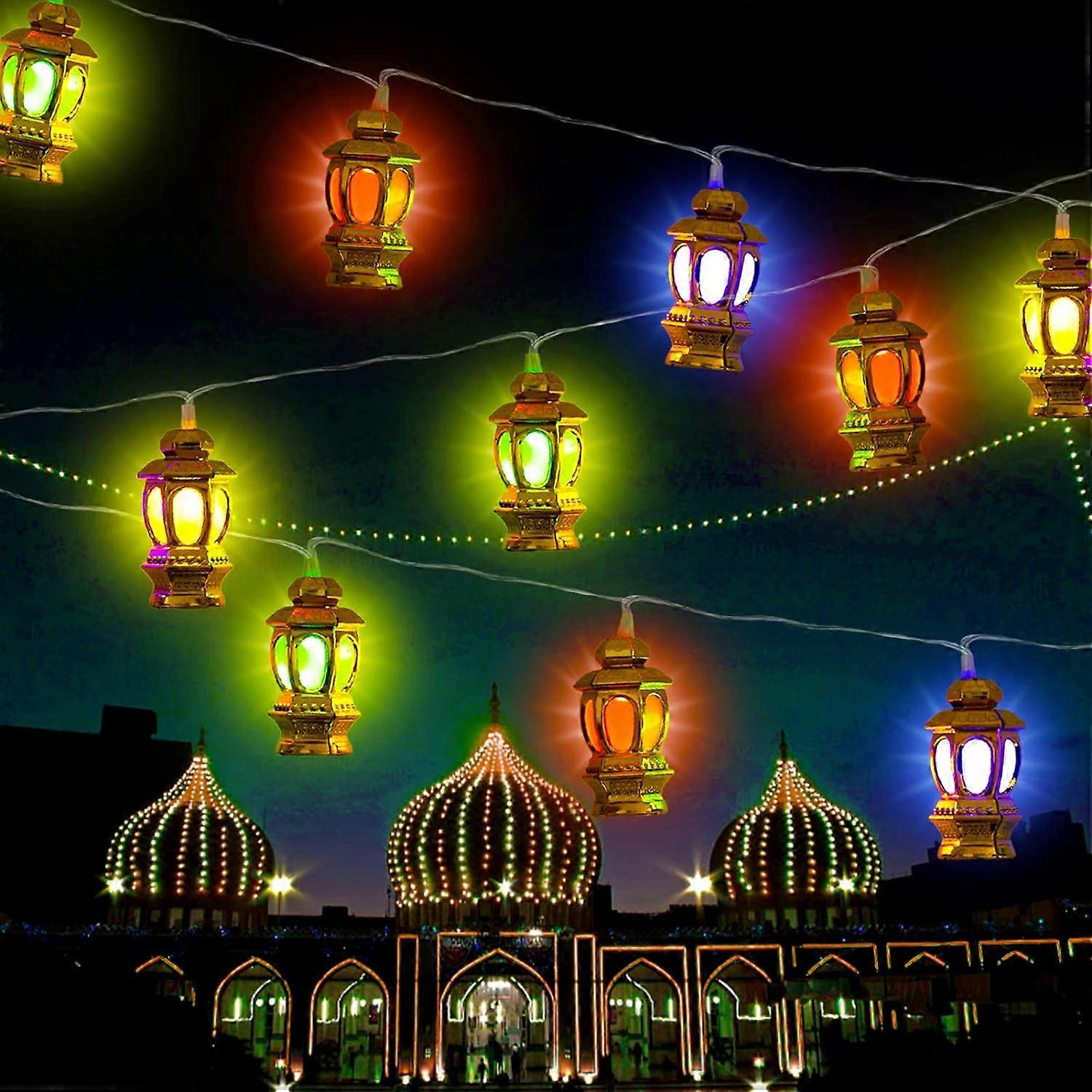 Ramadan Eid String Light- 5.4Ft LED Mubarak Eid Lantern Light Decorative Hanging String L easter decor