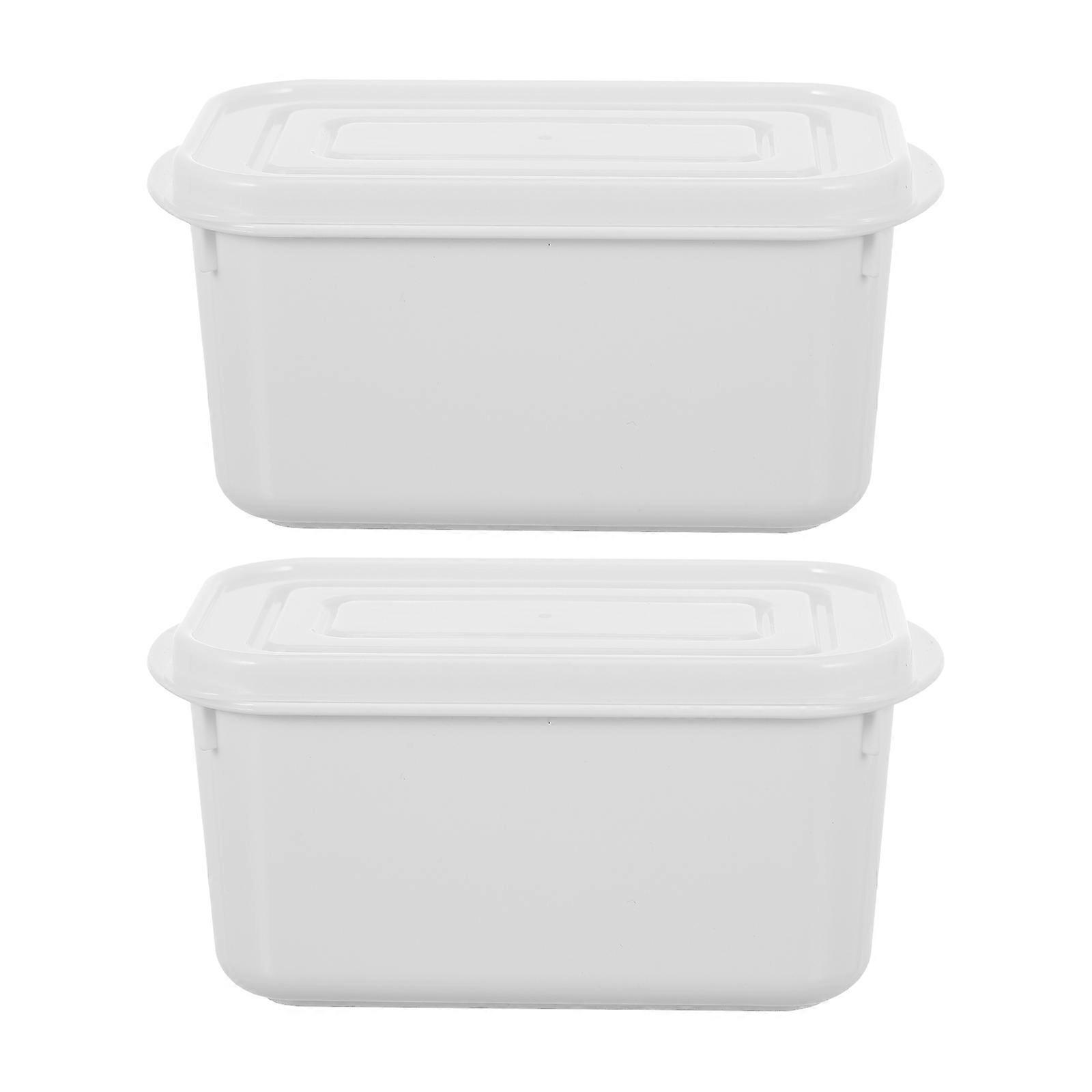2pcs Butter Boxes Food Crisper Preservation Boxes Butter Storage Cases (White)